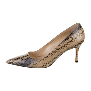 MANALO BLAHNIK Women's Snakeskin Pointed-Toe 3" Heel 8 to 8.5 Brown Beige